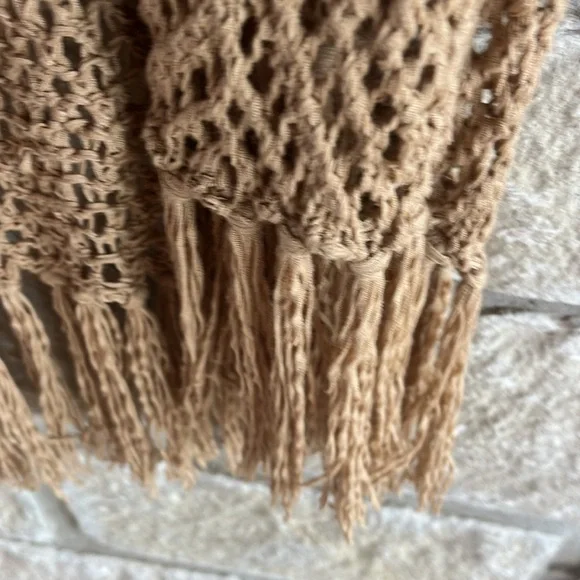 Long Open Weave Tan Duster - Picture 5 of 5